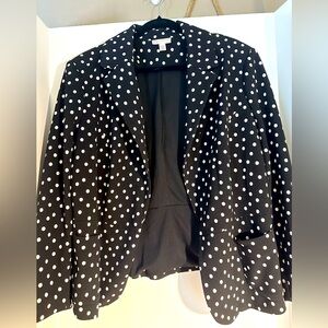 Dress Barn Black and White Polka Dot Blazer Open front SZ 2X front pockets
